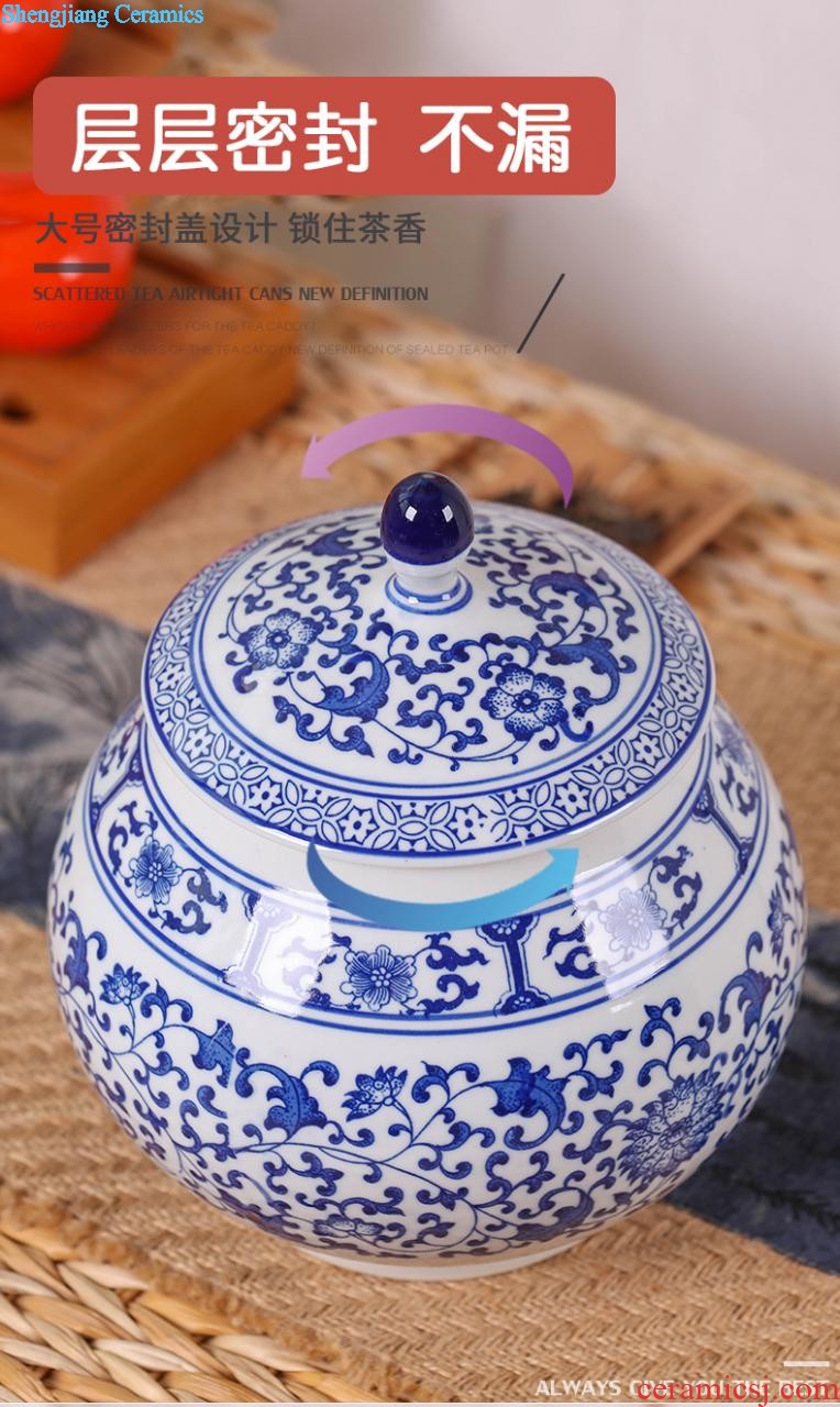 Creative caddy jingdezhen ceramics receives large pu 'er cake Tea cylinder storage POTS coarse ceramic POTS