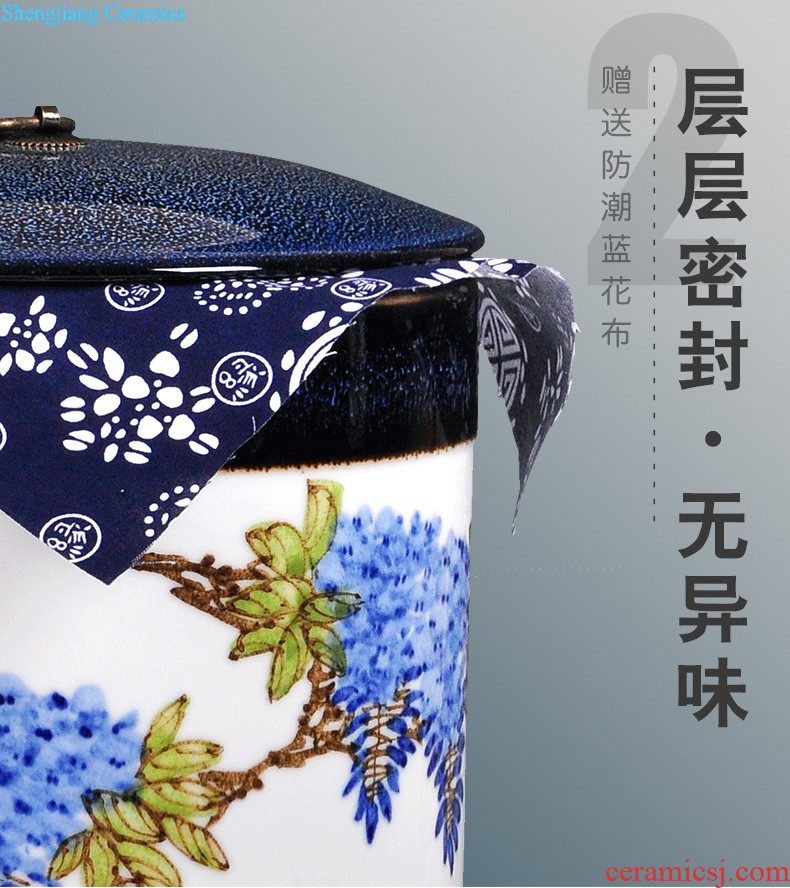 Creative portable caddy half jins of pottery and porcelain tea storage POTS of jingdezhen porcelain pot tea sealed cans of restoring ancient ways