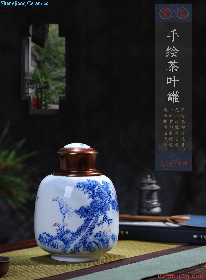 Jingdezhen ceramics vase furnishing articles Scenery famous hand-painted bottles Ceramic bottle of new Chinese style living room decoration furnishing articles