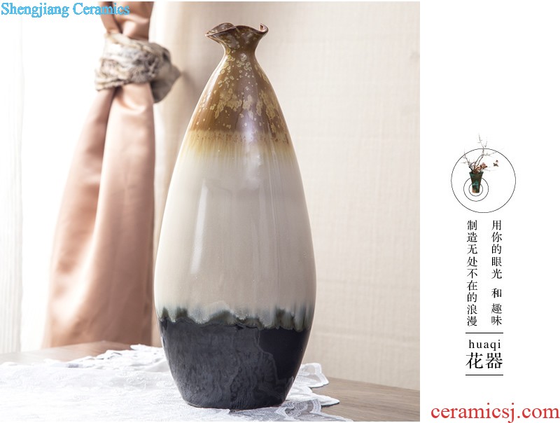 Art kiln porcelain vase decoration Flower glaze olive bottle Modern home furnishing articles porcelain arts and crafts