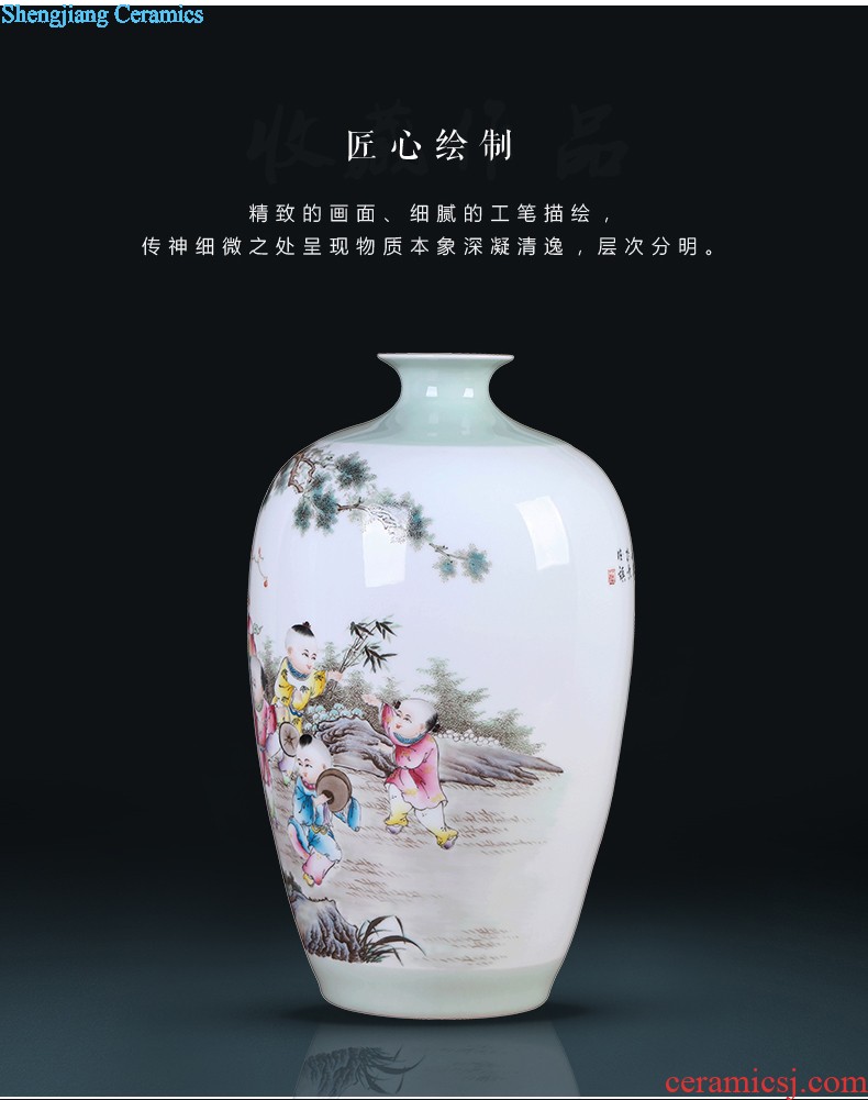 Jingdezhen hand-painted vases, famous artists Peony figure sitting room TV ark flower arranging rich ancient frame furnishing articles furnishing articles ceramics