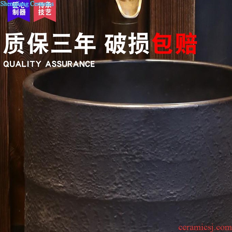 Jia depot pillar type lavatory ceramic bathroom floor pillar basin integrated outdoor balcony sink