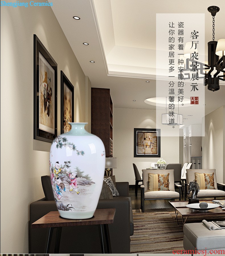 Jingdezhen hand-painted vases, famous artists Peony figure sitting room TV ark flower arranging rich ancient frame furnishing articles furnishing articles ceramics