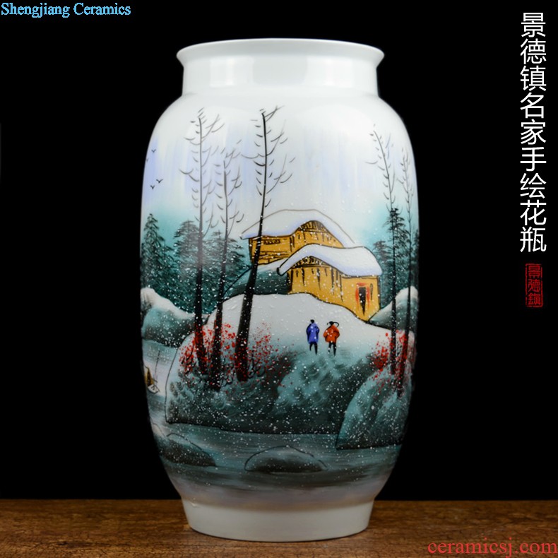 Jingdezhen ceramics celebrity hand-painted big sitting room rich ancient frame of new Chinese style household vase flower adornment furnishing articles