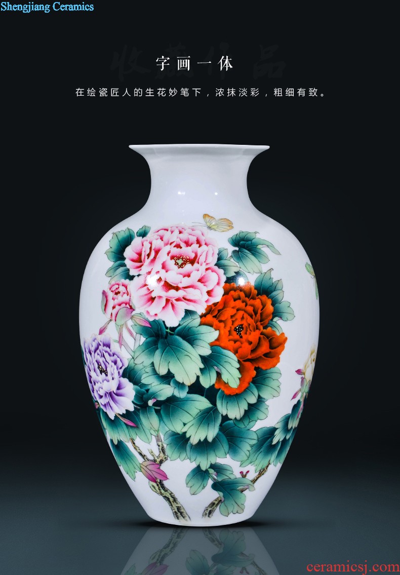 Jingdezhen ceramics hand-painted vases, flower arranging new Chinese style household adornment handicraft sitting room half a knife mud furnishing articles