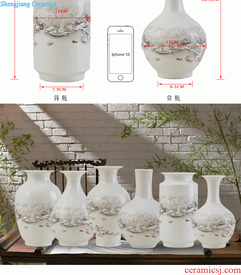 Jingdezhen ceramics The quartet lucky bamboo vase The living room table decoration flower art handicraft furnishing articles