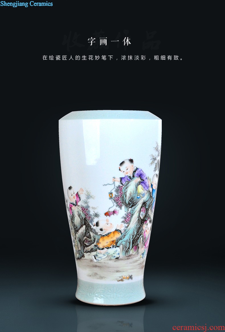 Jingdezhen ceramic hand-painted vase vase planting new Chinese style household adornment handicraft sitting room TV ark furnishing articles