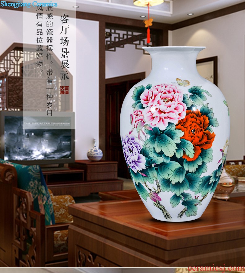 Jingdezhen ceramics hand-painted vases, flower arranging new Chinese style household adornment handicraft sitting room half a knife mud furnishing articles