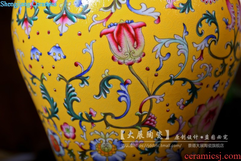 Jingdezhen ceramics hand-painted furnishing articles lucky bamboo vase dry flower vases, new Chinese style living room ceramic bottle furnishing articles