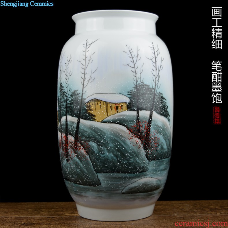 Jingdezhen ceramics Archaize peacock blue vase Chinese sitting room ark creative retro furnishing articles ornaments