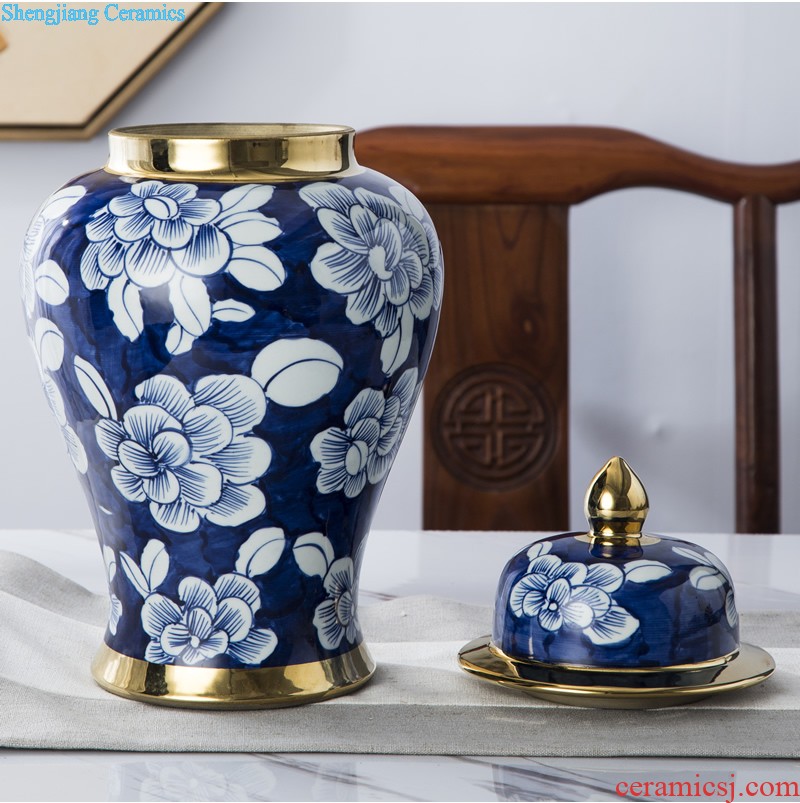 Jingdezhen porcelain hand-painted ceramic vase of blue and white porcelain dragon double ears fashionable sitting room adornment handicraft furnishing articles