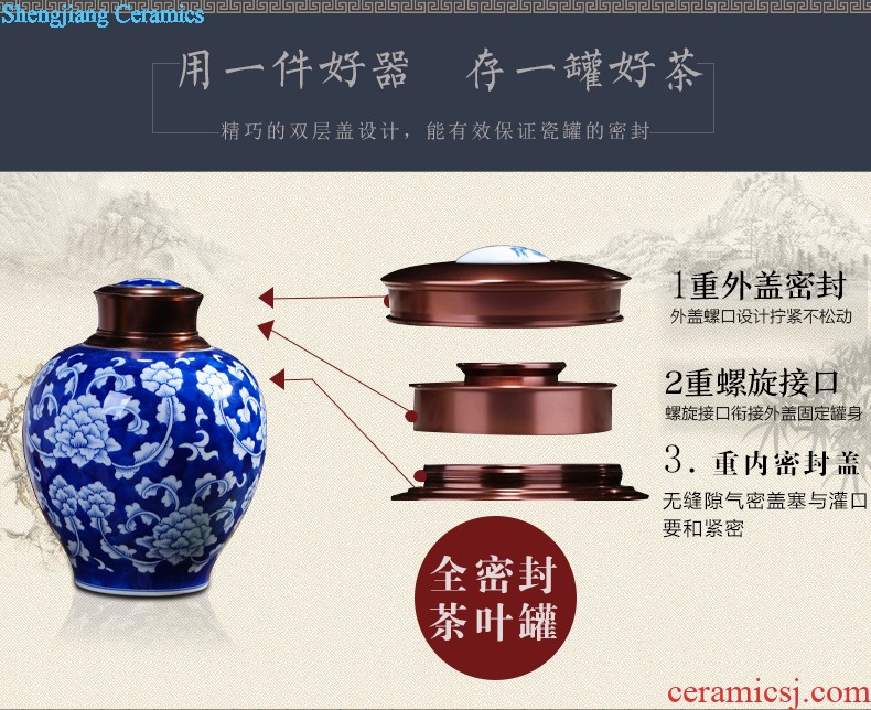 Large cake packing box pu 'er tea to wake the seventh, peulthai the caddy ceramics POTS jingdezhen porcelain seal POTS