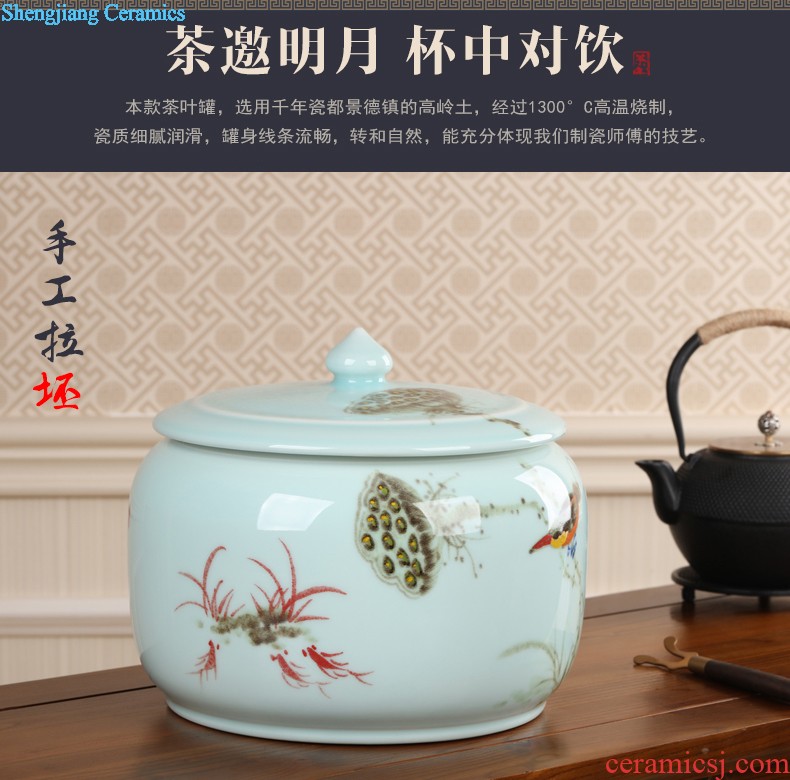 Ceramic tea pot large pu 'er wake receives the tea urn storage barrels all hand jingdezhen ceramic tea set tea