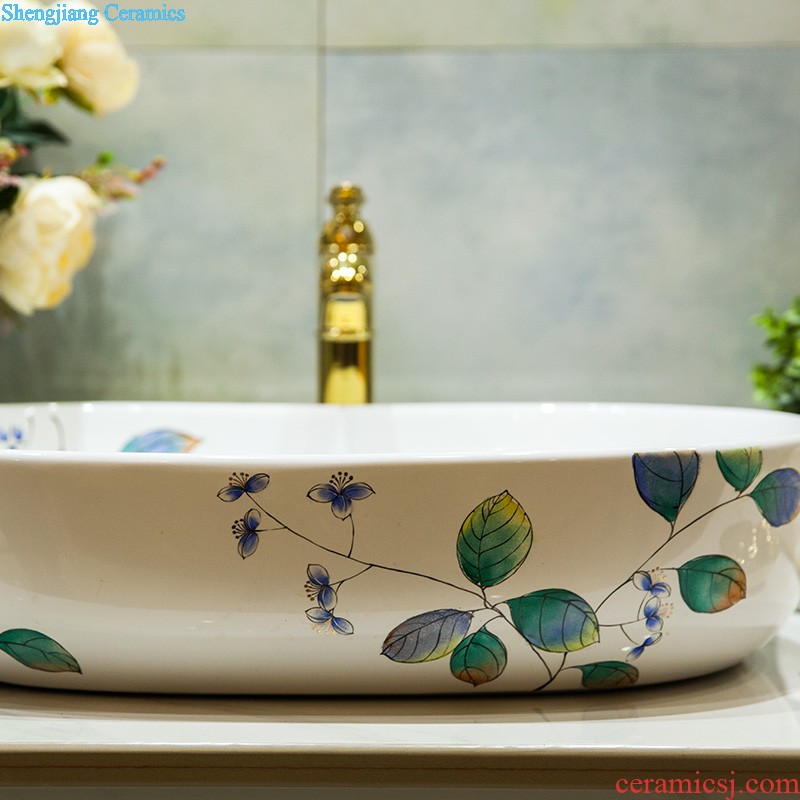 Post, qi jingdezhen hand-painted pillar basin ceramic art basin sink basin that wash a face Lotus pond fun