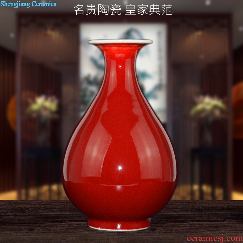 Jingdezhen ceramics China's large red vase Chinese style wedding wedding sitting room place home decorations