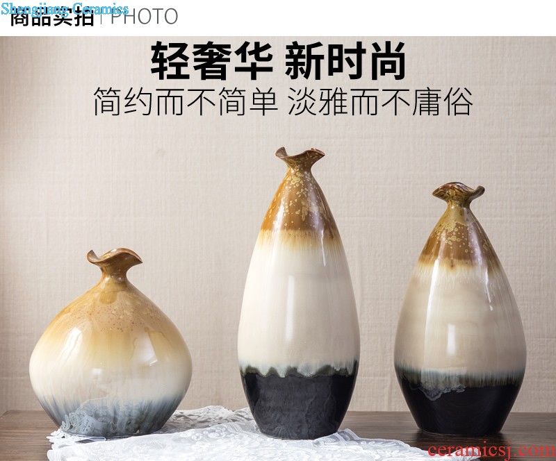 Art kiln porcelain vase decoration Flower glaze olive bottle Modern home furnishing articles porcelain arts and crafts