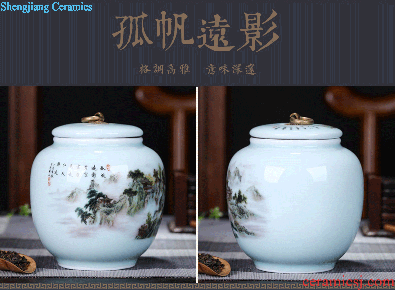 Jingdezhen ceramic large tea caddy box of bulk tea tins POTS sealed cans of pu-erh tea storage tanks
