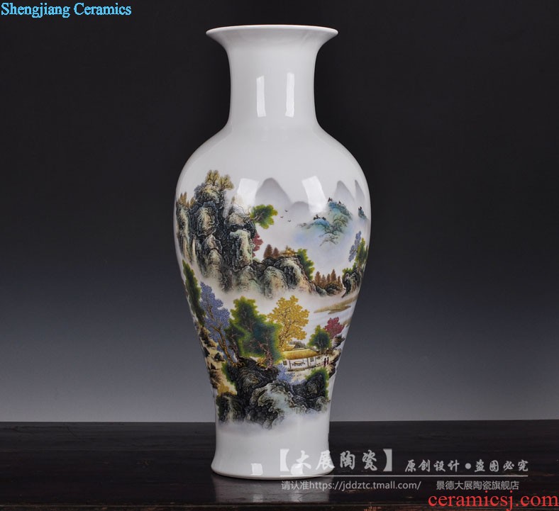 Jingdezhen ceramics vase large flower arrangement Sitting room appropriate home furnishing articles set TV ark adornment has opened in the background