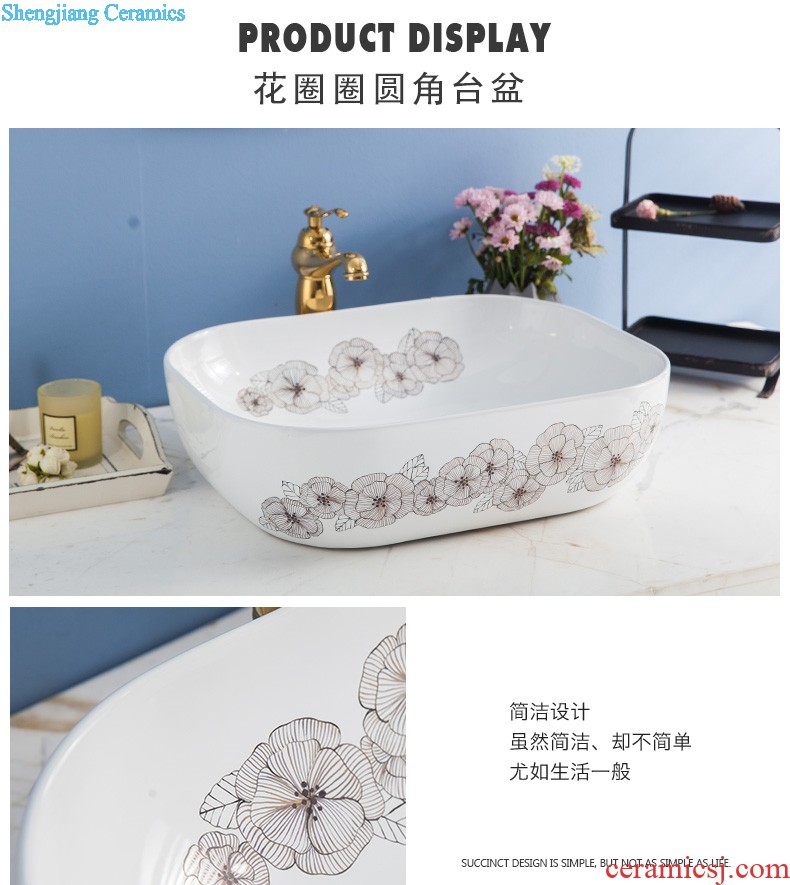 Post, the package mail Jingdezhen ceramic art mop basin mop mop pool pool Blue and white chrysanthemum petals blue