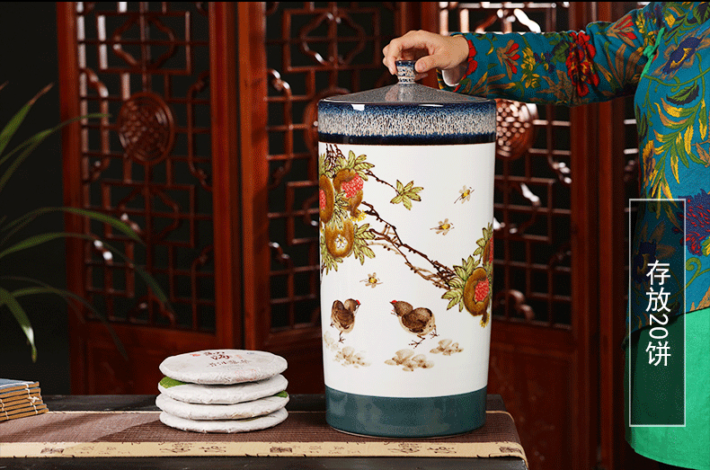 Caddy large seal and POTS Hand-painted ceramic POTS tea set seal pot home puer tea cake