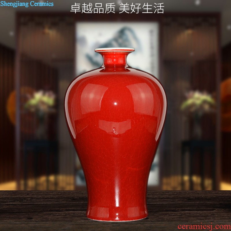 Jingdezhen ceramics China's large red vase Chinese style wedding wedding sitting room place home decorations