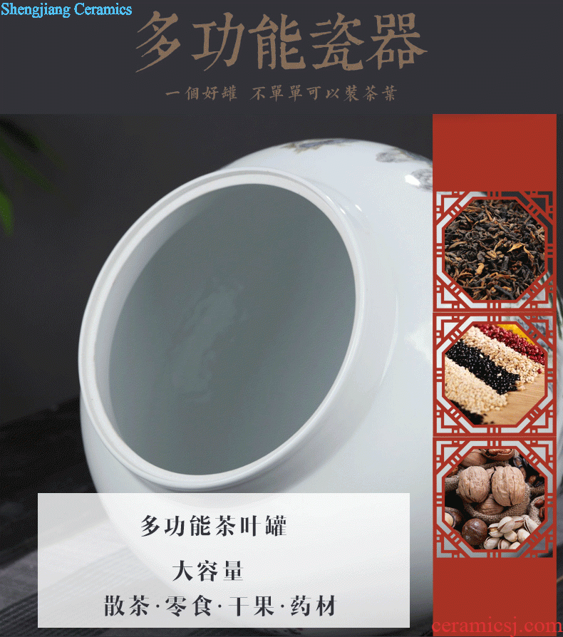 To make Jingdezhen ceramic caddy large-sized receives half a catty Sealed cans plum 1 catty tea storage tanks