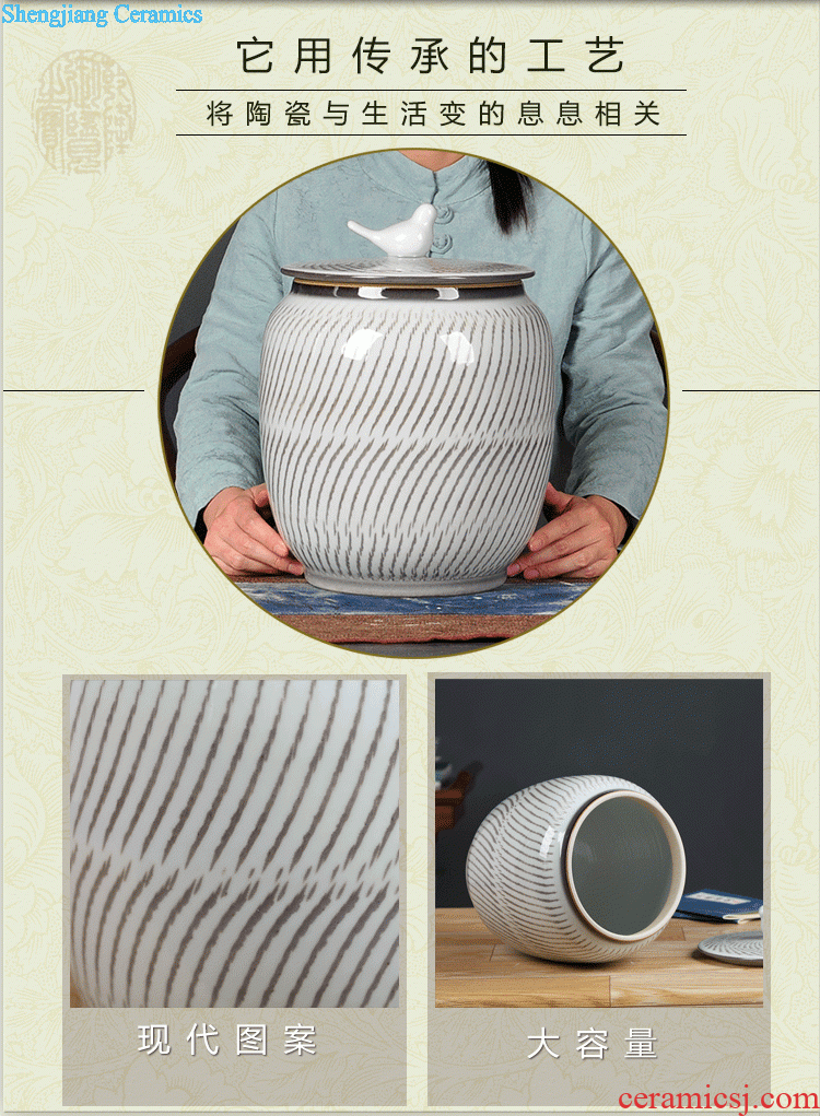 Caddy ceramic seal tank large sealed cans a jin of loose tea pot jingdezhen household with cover storage tank