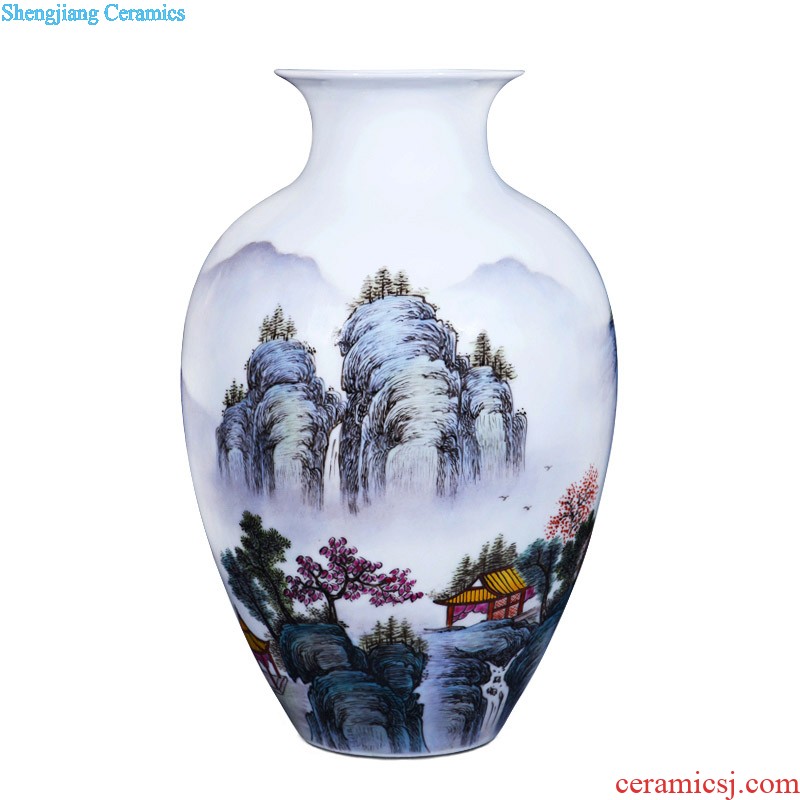 Jingdezhen blue and white porcelain vase penjing masters hand draw a tiger sitting room TV cabinet decoration decoration of Chinese style household