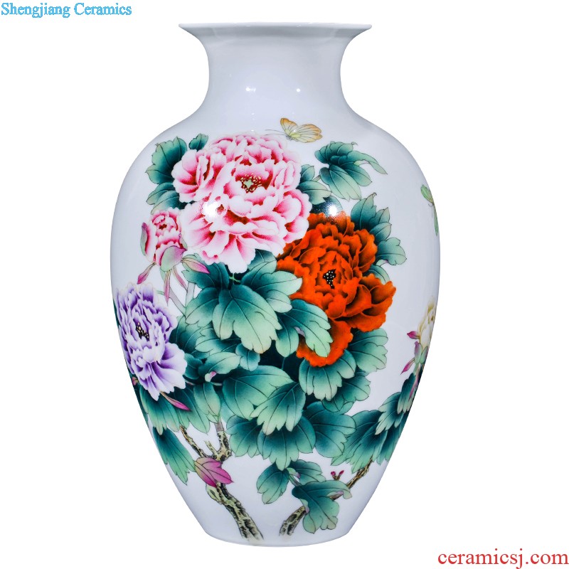 Jingdezhen ceramics hand-painted vases, flower arranging new Chinese style household adornment handicraft sitting room half a knife mud furnishing articles