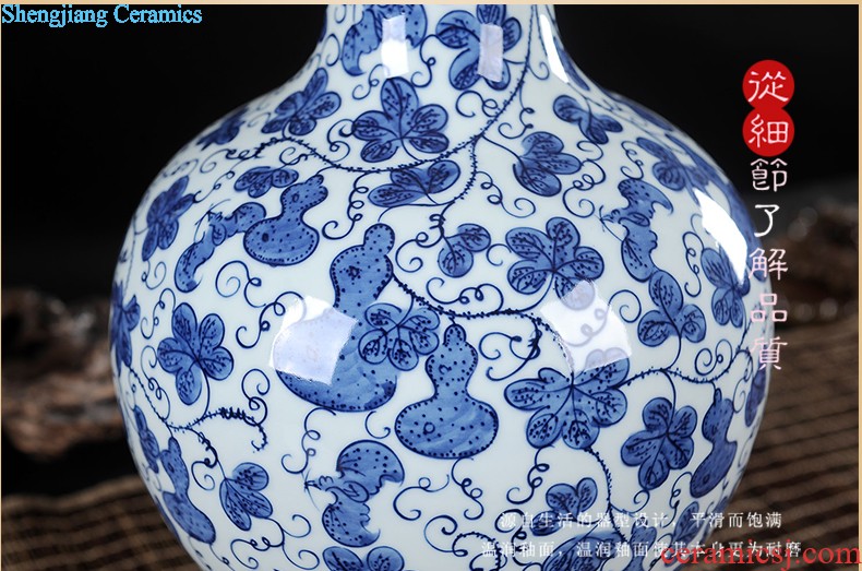 Classical Chinese blue and white porcelain of jingdezhen ceramics hand-painted handicrafts gourd vases, office decorations restoring ancient ways