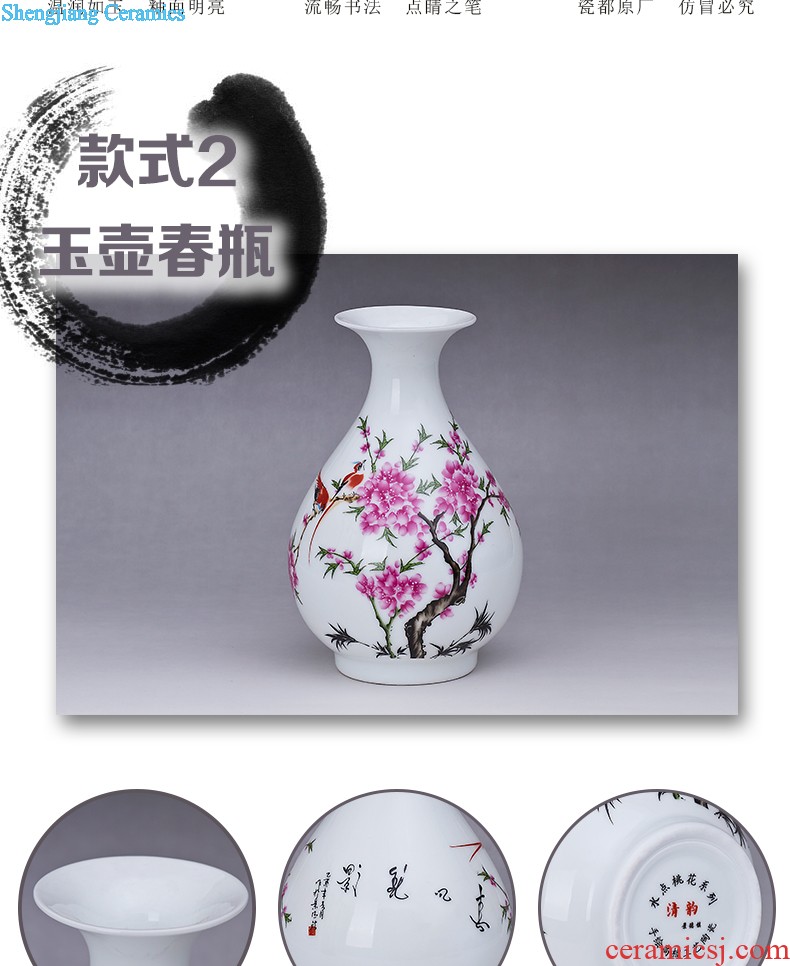 Jingdezhen porcelain hand-painted ceramic vase of blue and white porcelain dragon double ears fashionable sitting room adornment handicraft furnishing articles