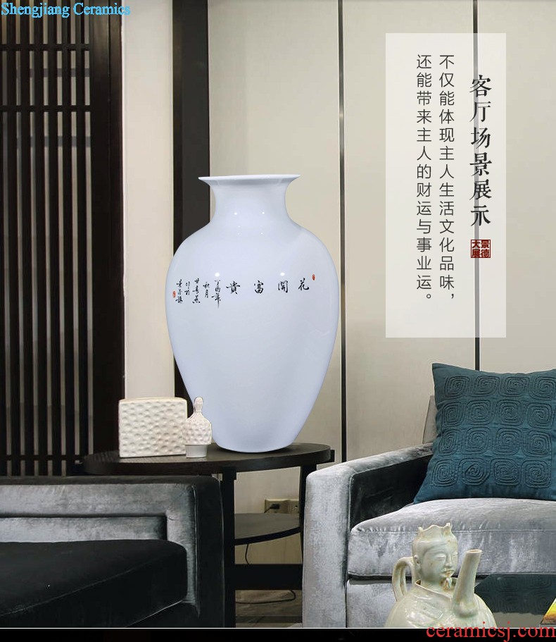 Jingdezhen ceramics hand-painted vases, flower arranging new Chinese style household adornment handicraft sitting room half a knife mud furnishing articles