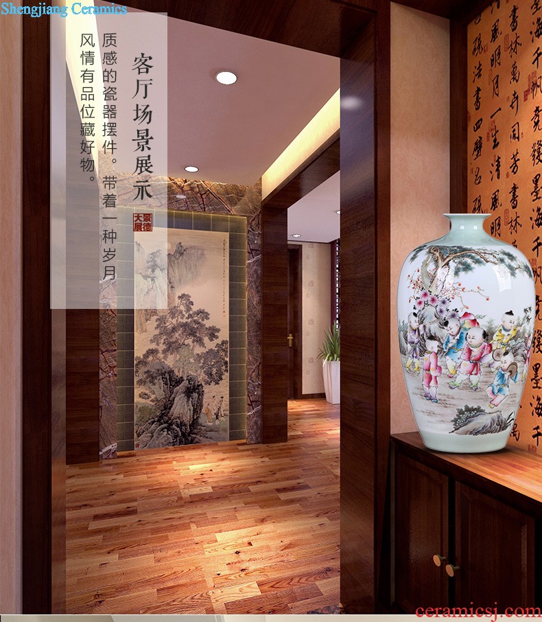 Jingdezhen hand-painted vases, famous artists Peony figure sitting room TV ark flower arranging rich ancient frame furnishing articles furnishing articles ceramics