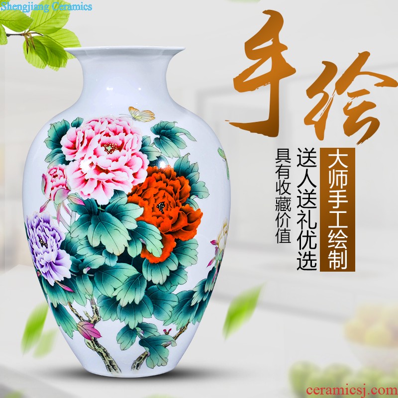 Jingdezhen ceramics hand-painted vases, flower arranging new Chinese style household adornment handicraft sitting room half a knife mud furnishing articles