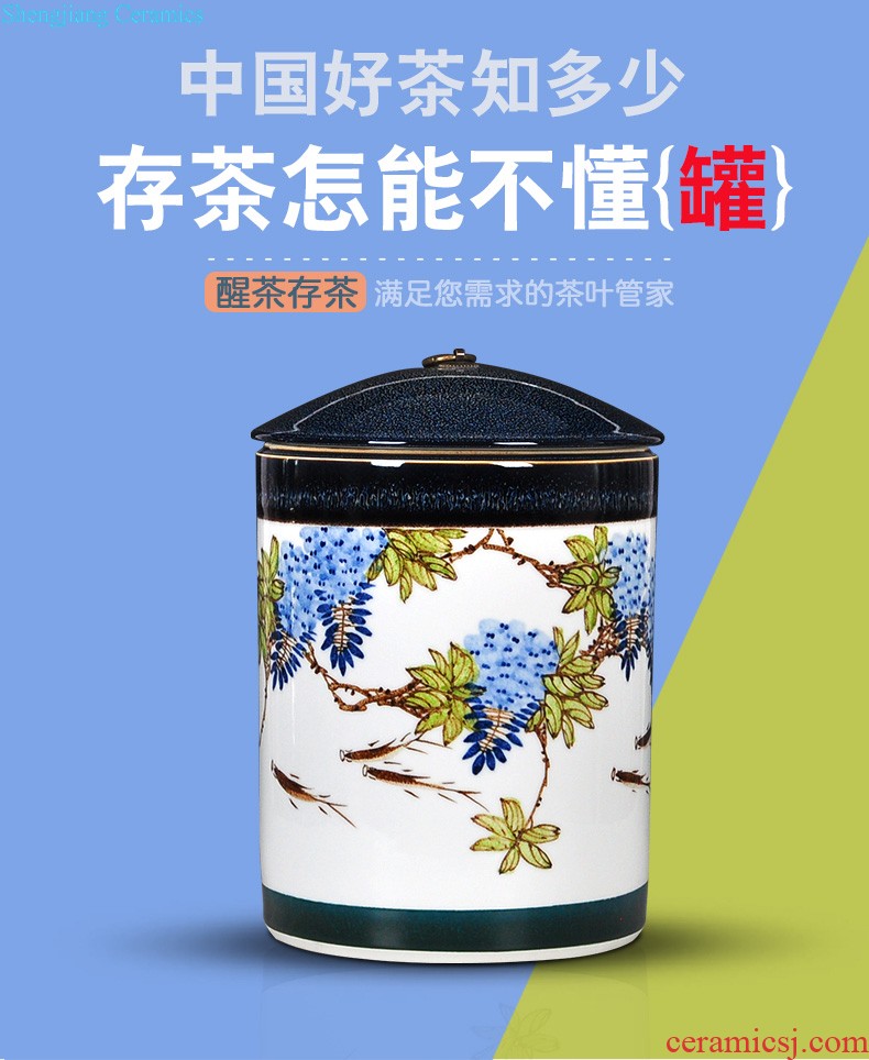 Creative portable caddy half jins of pottery and porcelain tea storage POTS of jingdezhen porcelain pot tea sealed cans of restoring ancient ways