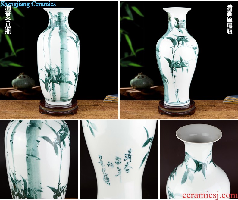 Jingdezhen ceramic contracted white rope vase Small pure and fresh and dried flowers flower arrangement sitting room place home decoration