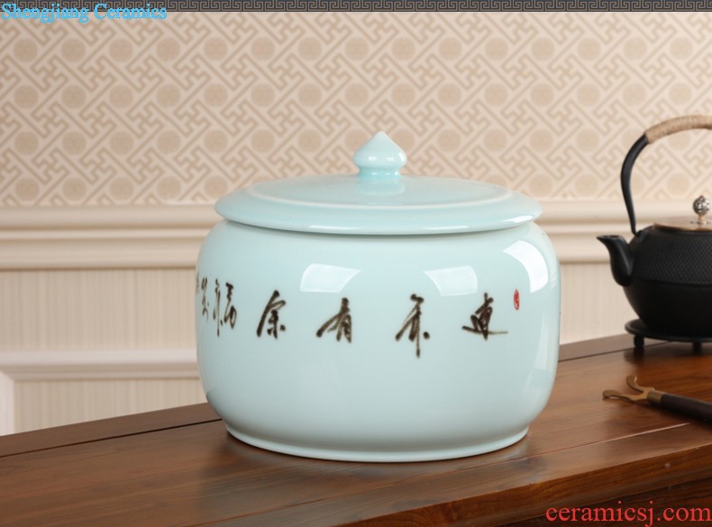 Ceramic tea pot large pu 'er wake receives the tea urn storage barrels all hand jingdezhen ceramic tea set tea