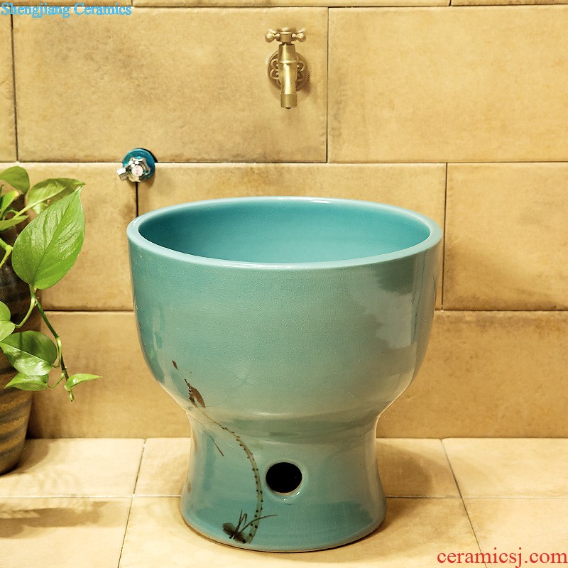 M beautiful European beauty ceramic toilet stage basin sink lavatory basin that wash a face Square blue glaze