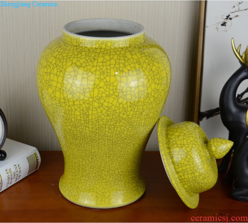 Jingdezhen ceramics Archaize peacock blue vase Chinese sitting room ark creative retro furnishing articles ornaments