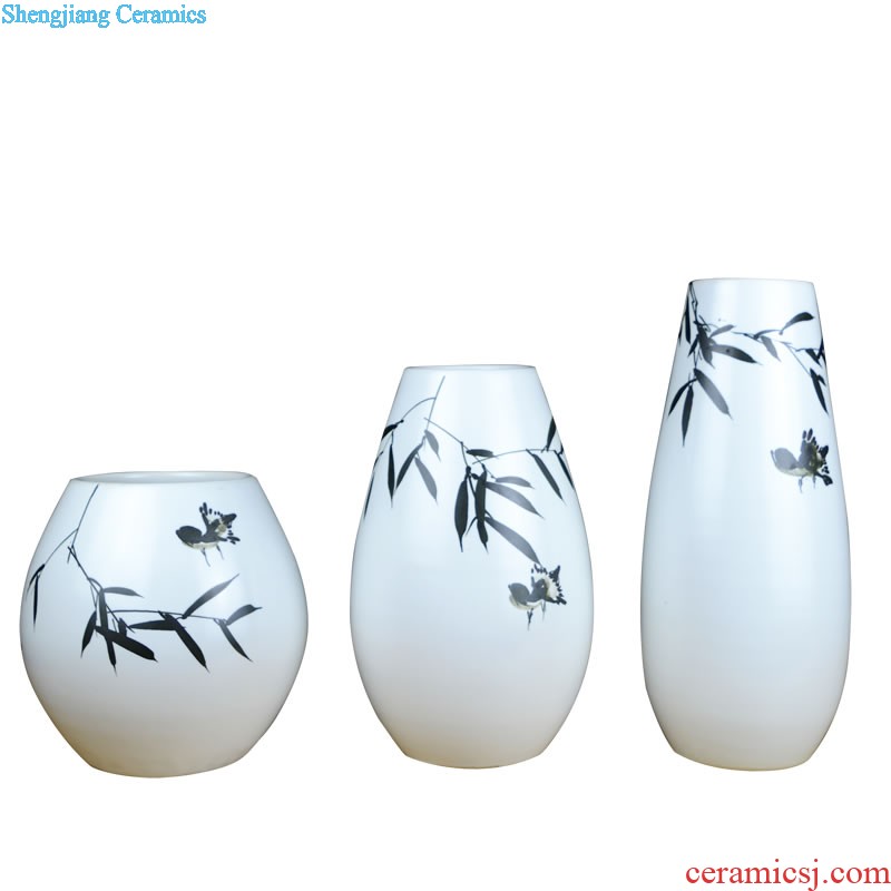 Contemporary and contracted jingdezhen ceramics vase three-piece sitting room home furnishing articles opened a housewarming gift