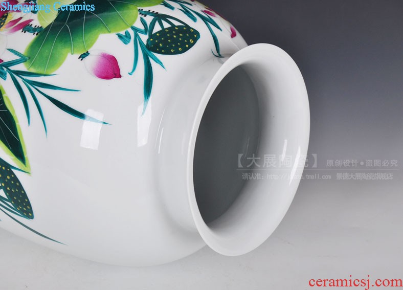 Famous hand-painted vases, ceramic furnishing articles furnishing articles sitting room put dried flowers home rich ancient frame decoration of jingdezhen ceramic bottle