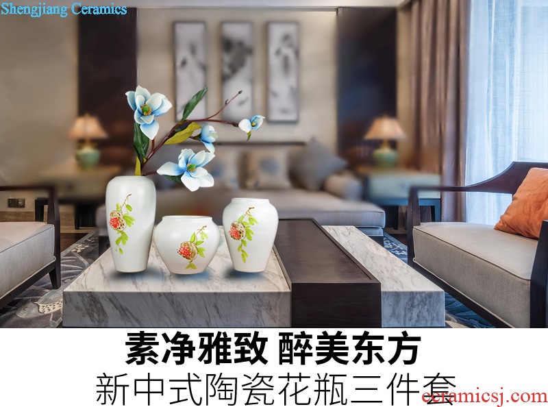 Jingdezhen ceramic European blue vase dried flowers flower arrangement home sitting room TV ark soft adornment handicraft furnishing articles