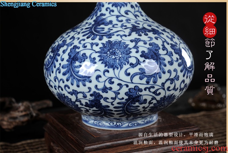 Jingdezhen ceramics vase Famous hand painted peony large opening new Chinese style living room decoration housewarming furnishing articles