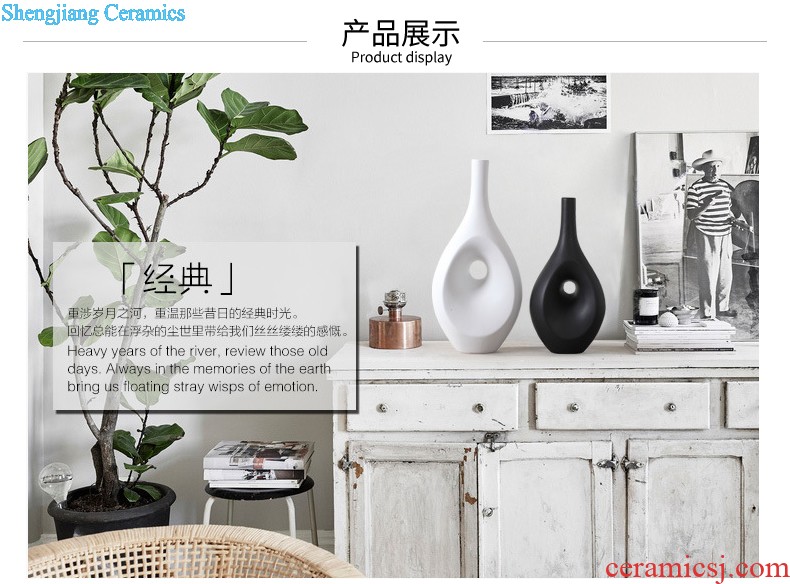 Jingdezhen ceramics kiln vase three-piece new Chinese flower arranging home furnishing articles sitting room adornment handicraft