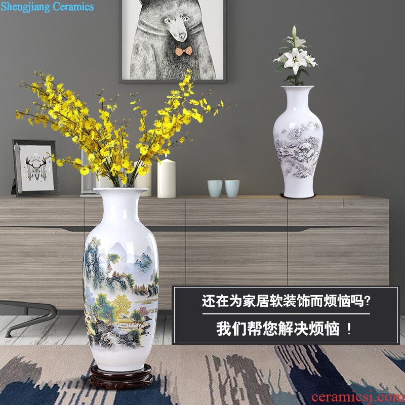 Jingdezhen ceramics vase furnishing articles and modern Chinese style household sitting room adornment archaize porcelain arts and crafts