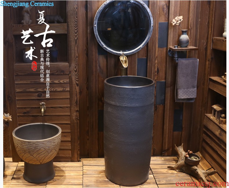 Jia depot pillar type lavatory ceramic bathroom floor pillar basin integrated outdoor balcony sink