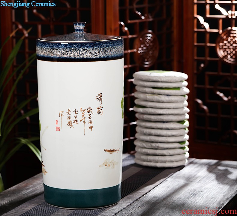 Large tea canister ceramic tea urn storage pu-erh tea and tea bucket seal tea boxes, tea set 6 kg powder POTS