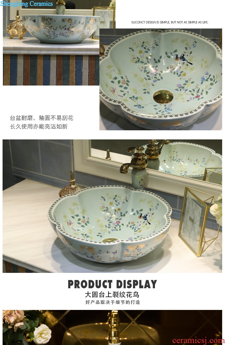 On the ceramic POTS on the oval wash gargle lavabo lavatory basin bathroom art basin of household