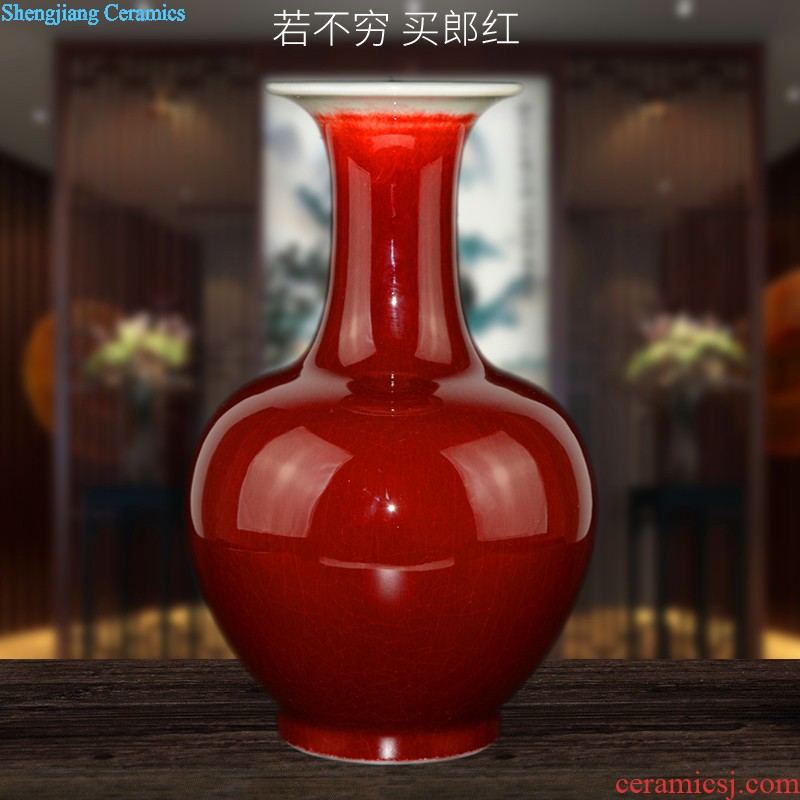 Jingdezhen ceramics China's large red vase Chinese style wedding wedding sitting room place home decorations