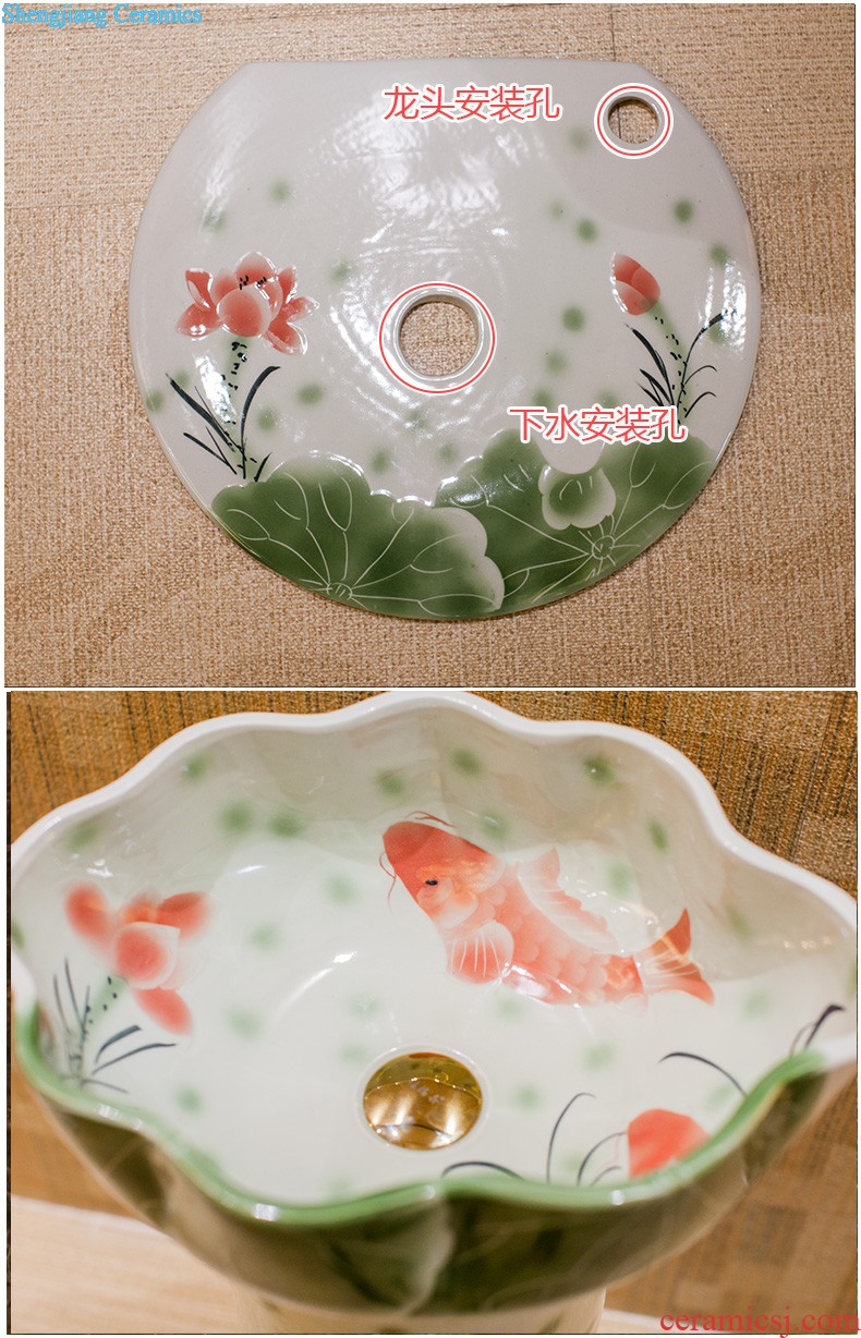 Koh larn, qi ceramic sanitary ware of toilet stage basin sink toilet lavatory basin hand-painted gold orchid flowers